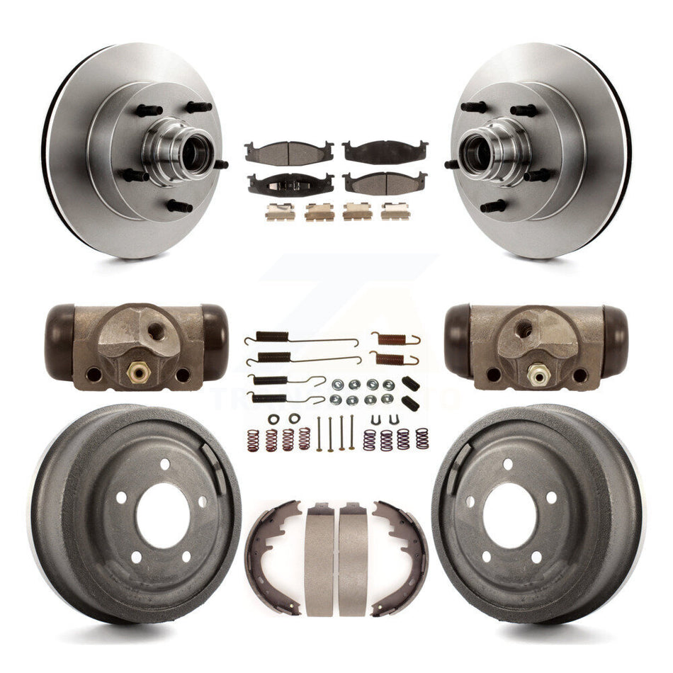 Front Rear Disc Brake Rotors Semi-Metallic Pads And Drum Kit (9Pc) For Ford E-150 Econoline Club Wagon K8F-103132