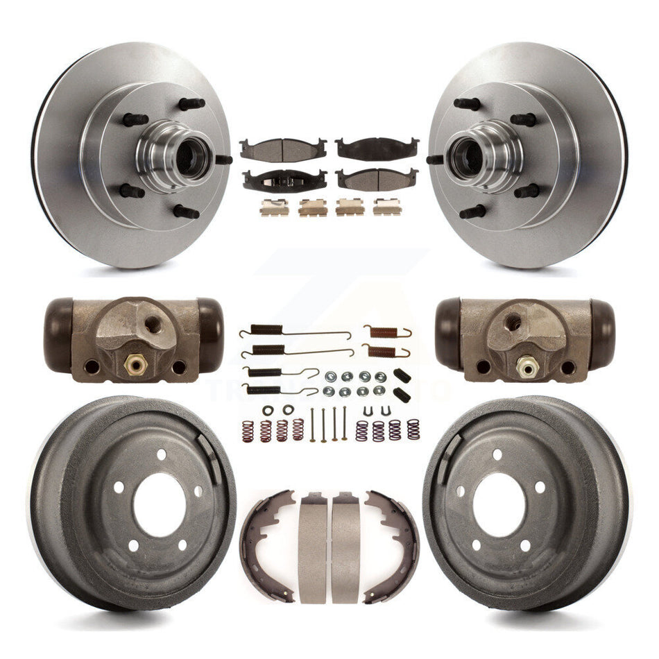 Front Rear Disc Brake Rotors Semi-Metallic Pads And Drum Kit (9Pc) For Ford E-150 Econoline 2-Wheel ABS K8F-103134