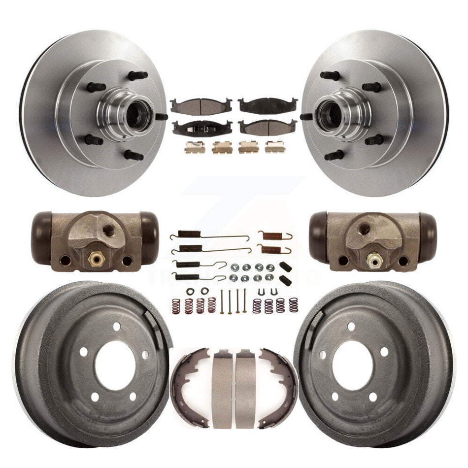 Front Rear Disc Brake Rotors Semi-Metallic Pads And Drum Kit (9Pc) For Ford E-150 Econoline 2-Wheel ABS K8F-103134