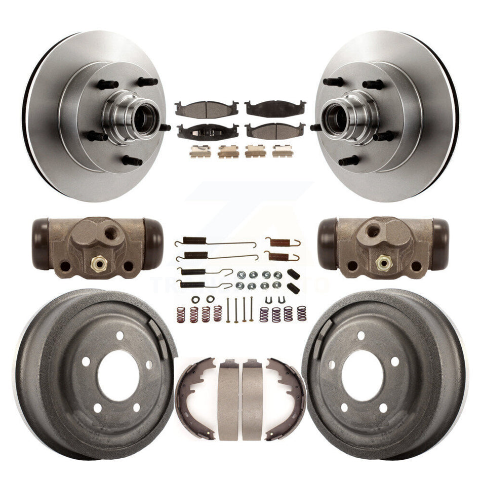 Front Rear Disc Brake Rotors Semi-Metallic Pads And Drum Kit (9Pc) For 1997-1997 Ford E-150 Econoline Club Wagon 15/16" Bore K8F-103136