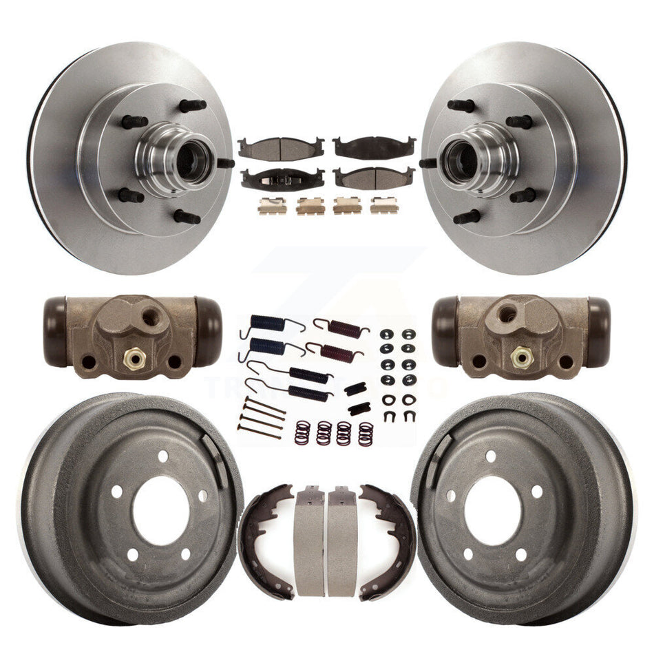 Front Rear Disc Brake Rotors Semi-Metallic Pads And Drum Kit (9Pc) For Ford F-150 E-150 Econoline 15/16" Bore K8F-103138