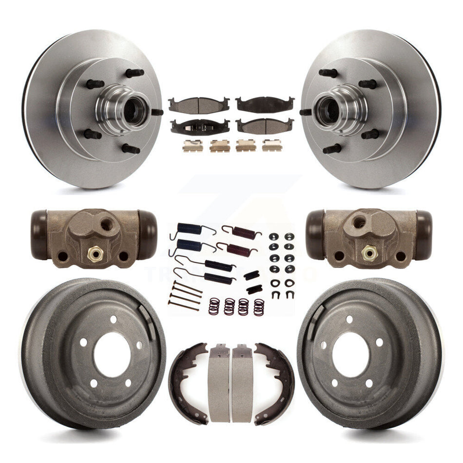 Front Rear Disc Brake Rotors Semi-Metallic Pads And Drum Kit (9Pc) For Ford F-150 E-150 Econoline 15/16" Bore K8F-103138