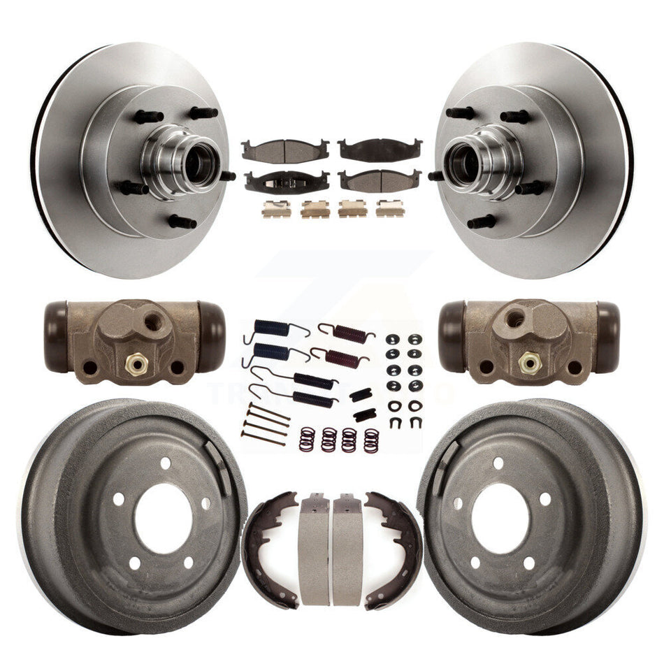 Front Rear Disc Brake Rotors Semi-Metallic Pads And Drum Kit (9Pc) For Ford E-150 Econoline Club Wagon 15/16" Bore K8F-103139
