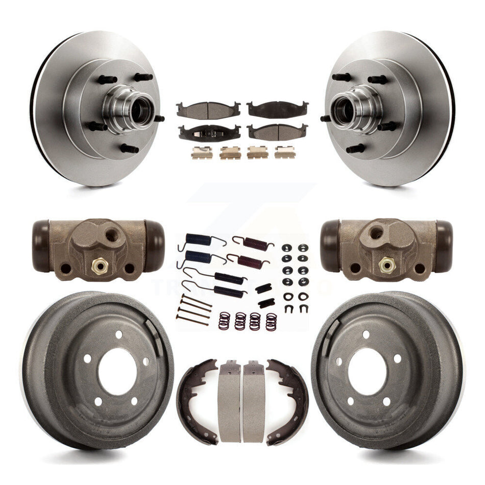 Front Rear Disc Brake Rotors Semi-Metallic Pads And Drum Kit (9Pc) For Ford E-150 Econoline Club Wagon 15/16" Bore K8F-103139