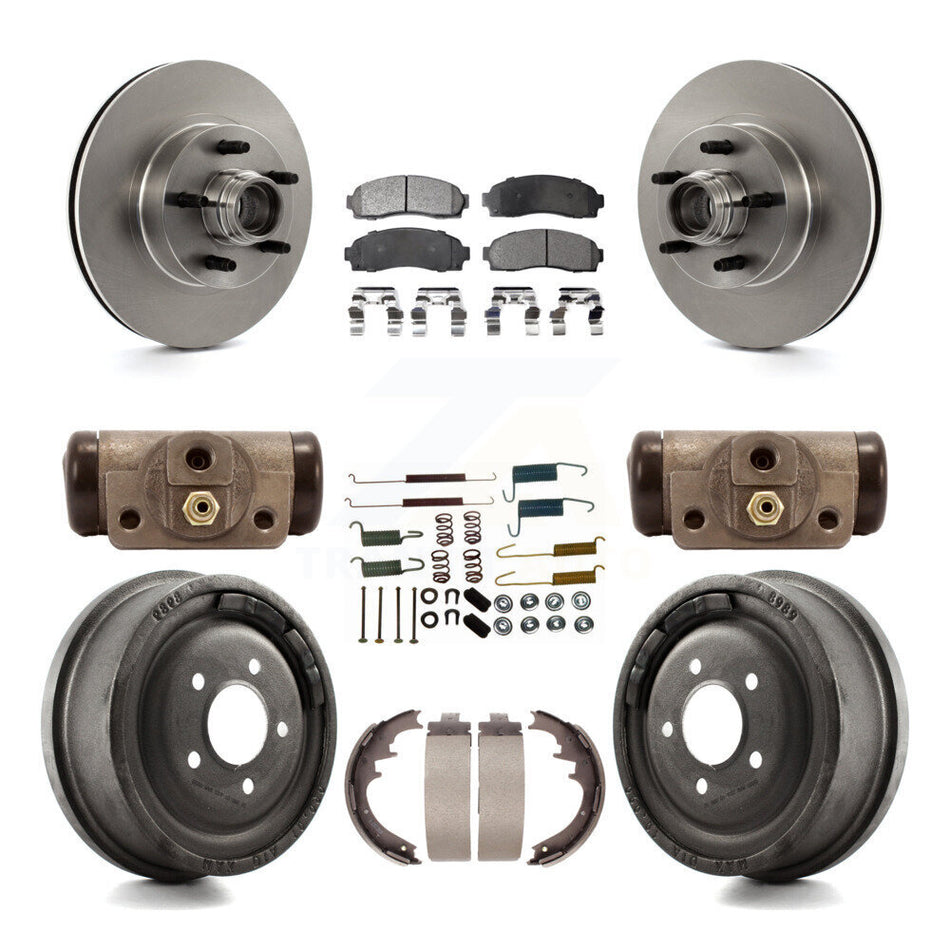 Front Rear Disc Brake Rotors Semi-Metallic Pads And Drum Kit (9Pc) For 2006-2009 Ford Ranger RWD With 10" Diameter K8F-103147