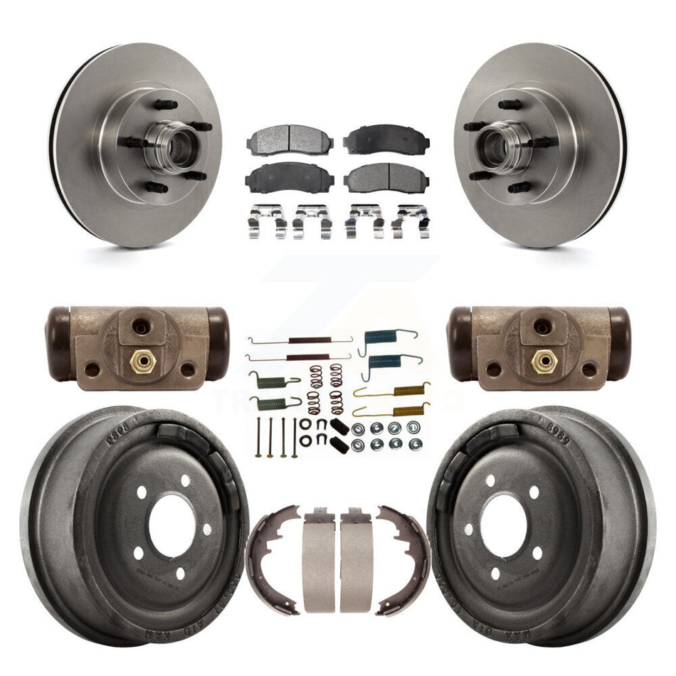 Front Rear Disc Brake Rotors Semi-Metallic Pads And Drum Kit (9Pc) For 2006-2009 Ford Ranger RWD With 10" Diameter K8F-103147