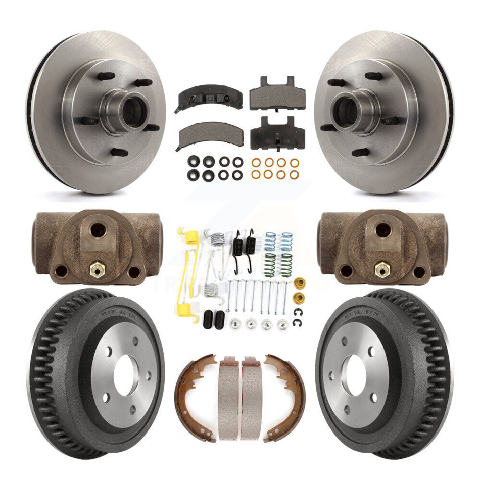 Front Rear Disc Brake Rotors Semi-Metallic Pads And Drum Kit (9Pc) For 1994-1999 Dodge Ram 1500 RWD K8F-103156