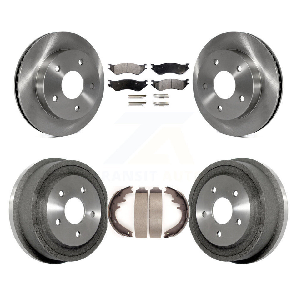 Front Rear Disc Brake Rotors Semi-Metallic Pads And Drum Kit For 2000-2001 Dodge Ram 1500 RWD K8F-103173
