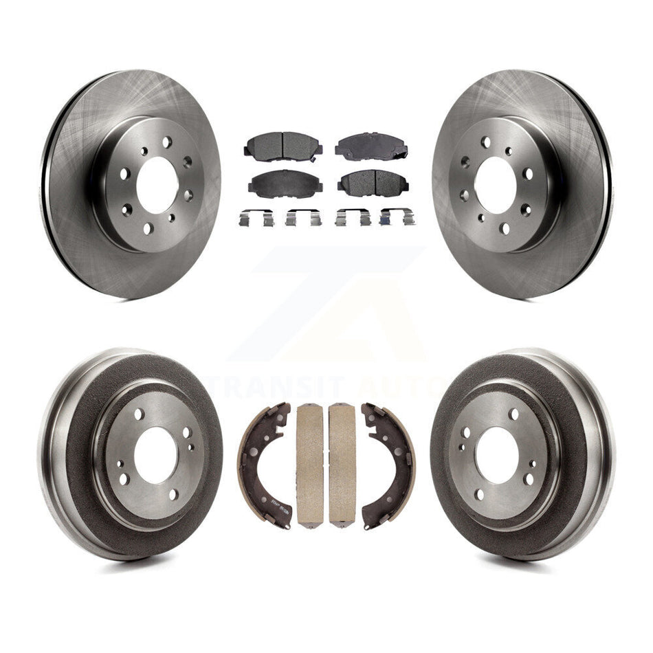 Front Rear Disc Brake Rotors Semi-Metallic Pads And Drum Kit For Honda Civic Acura EL K8F-103187