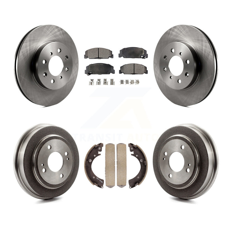 Front Rear Disc Brake Rotors Semi-Metallic Pads And Drum Kit For 1997 Honda Civic LX with 4-Wheel ABS K8F-103189