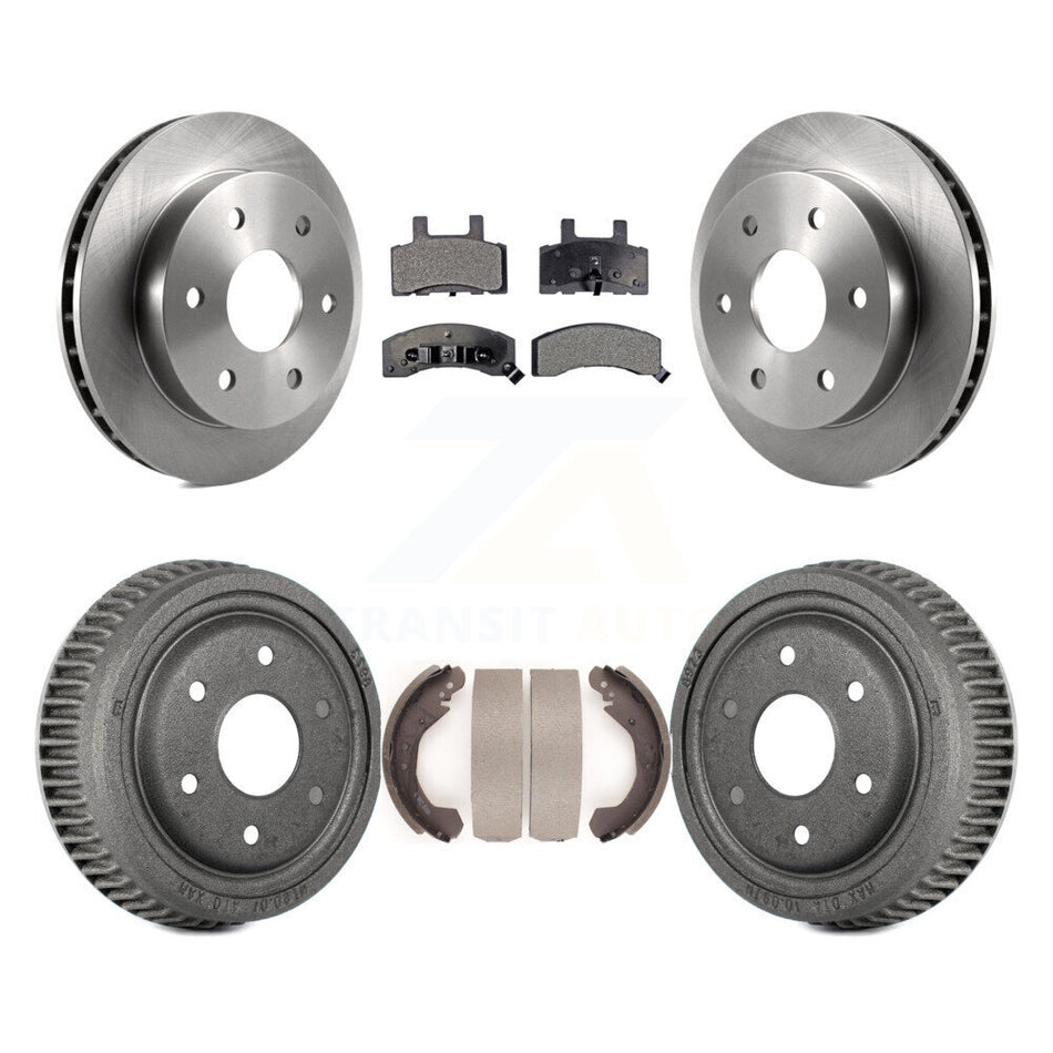 Front Rear Disc Brake Rotors Semi-Metallic Pads And Drum Kit For 1995-1997 GMC Yukon 2 doors with 4WD DIESEL engine With 10" Diameter K8F-103224
