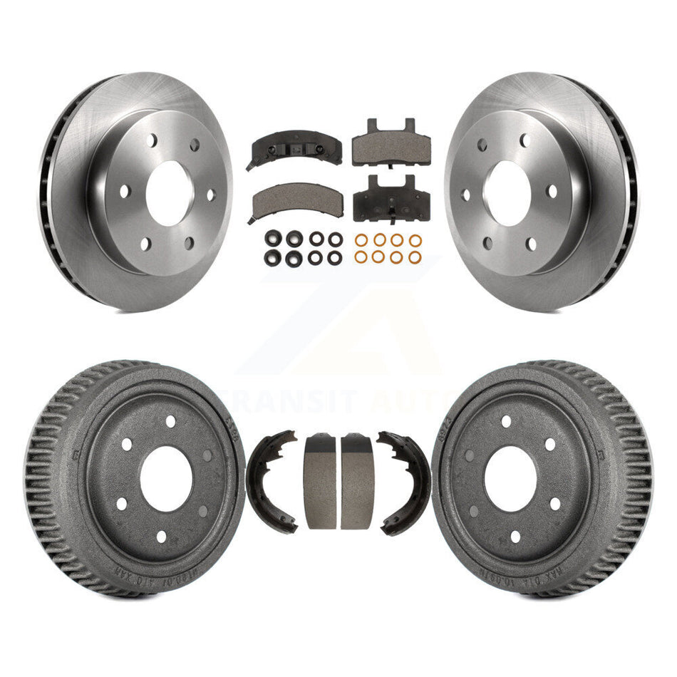 Front Rear Disc Brake Rotors Semi-Metallic Pads And Drum Kit For 1995-1997 GMC Yukon 2 doors with 4WD GAS engine With 11" Diameter K8F-103225
