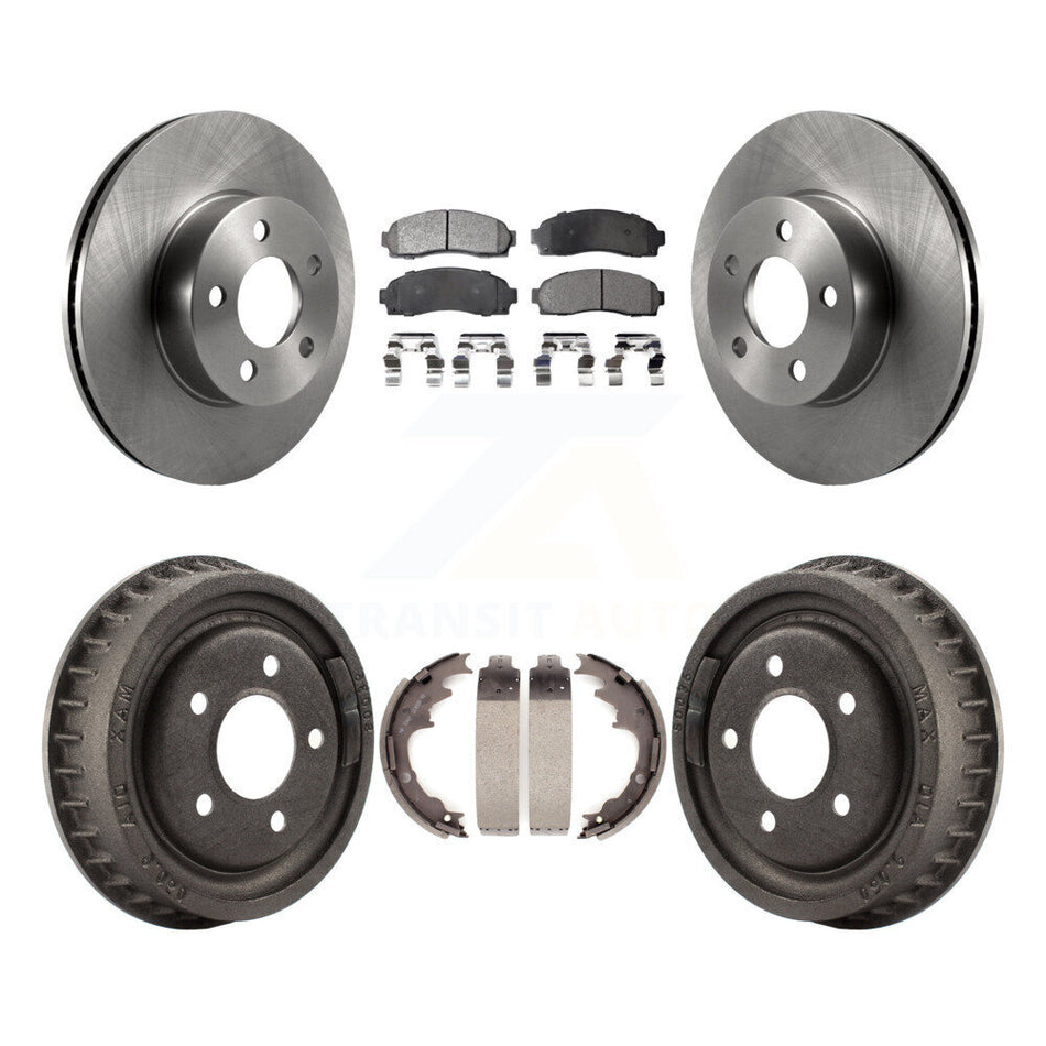Front Rear Disc Brake Rotors Semi-Metallic Pads And Drum Kit For 2004-2009 Ford Ranger 4WD With 9" Diameter K8F-103227