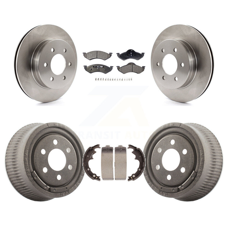 Front Rear Disc Brake Rotors Semi-Metallic Pads And Drum Kit For 2000-2002 Dodge Dakota With 9" Diameter K8F-103238
