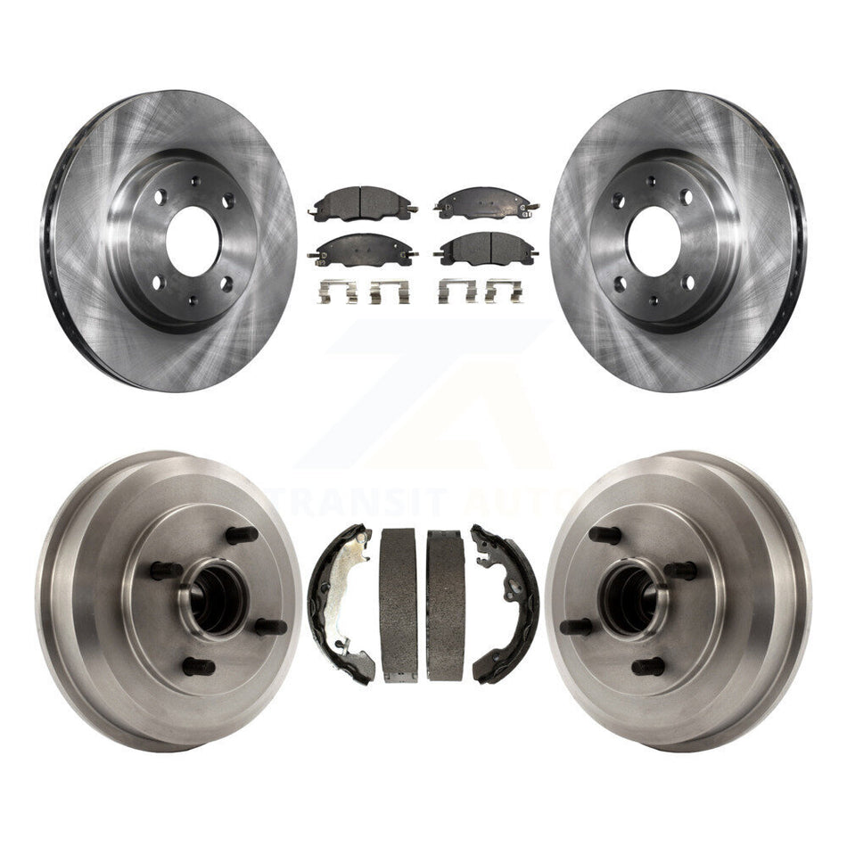 Front Rear Disc Brake Rotors Semi-Metallic Pads And Drum Kit For 2008 Ford Focus Wheel Bearing Includes K8F-103255