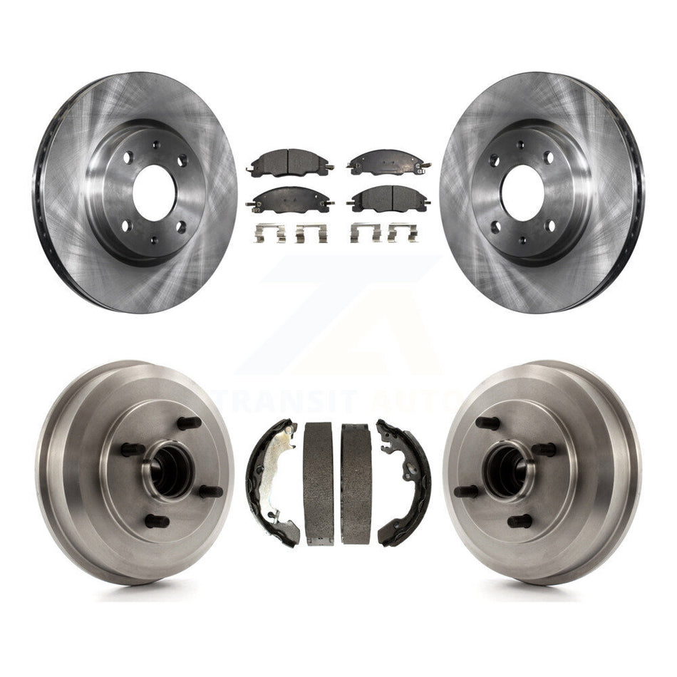 Front Rear Disc Brake Rotors Semi-Metallic Pads And Drum Kit For 2008 Ford Focus Wheel Bearing Includes K8F-103255