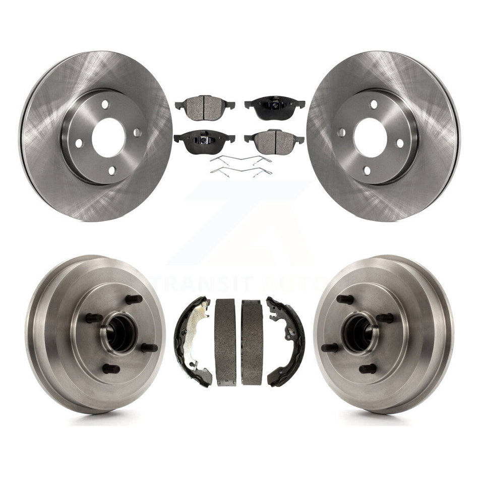 Front Rear Disc Brake Rotors Semi-Metallic Pads And Drum Kit For 2005-2007 Ford Focus Wheel Bearing Includes K8F-103256