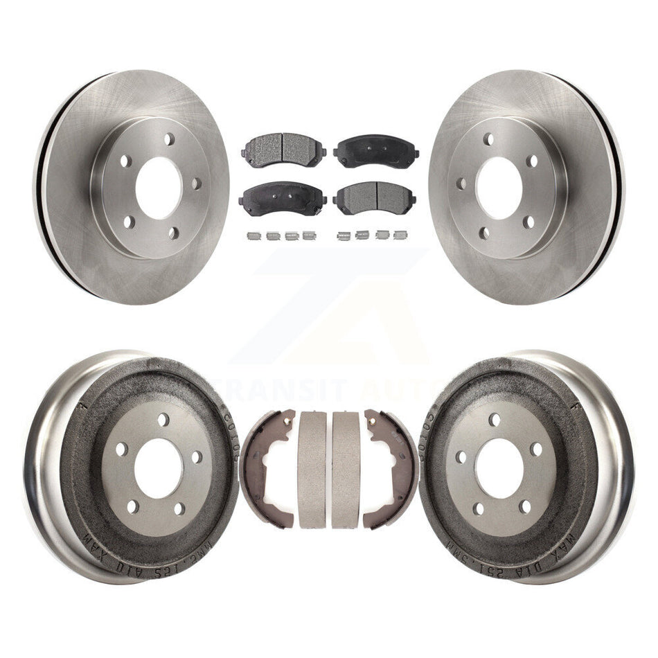 Front Rear Disc Brake Rotors Semi-Metallic Pads And Drum Kit For 2001-2005 Pontiac Aztek FWD with rear brakes K8F-103272