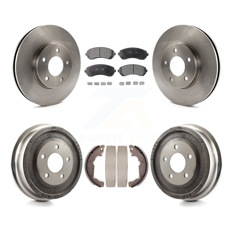 Front Rear Disc Brake Rotors Semi-Metallic Pads And Drum Kit For 2001-2005 Pontiac Aztek AWD with rear brakes K8F-103273