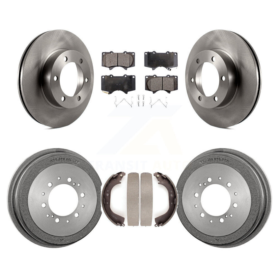 Front Rear Disc Brake Rotors Semi-Metallic Pads And Drum Kit For 2000-2002 Toyota Tundra 5.3" Plate Length K8F-103358