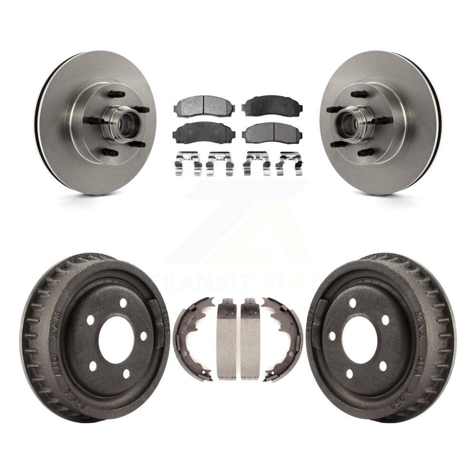 Front Rear Disc Brake Rotors Hub Assembly Semi-Metallic Pads And Drum Kit For 2006-2009 Ford Ranger RWD With 9" Diameter K8F-103387