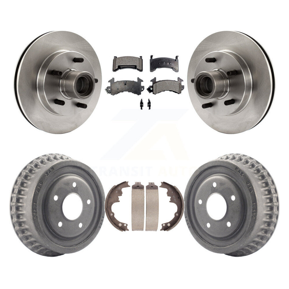 Front Rear Disc Brake Rotors Hub Assembly Semi-Metallic Pads And Drum Kit For 1991-1991 GMC Sonoma Chevrolet S10 Blazer S15 Jimmy With ABS Tone Ring RWD K8F-103391