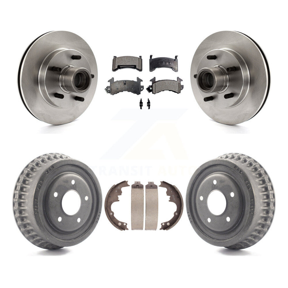 Front Rear Disc Brake Rotors Hub Assembly Semi-Metallic Pads And Drum Kit For 1991-1991 GMC Sonoma Chevrolet S10 Blazer S15 Jimmy With ABS Tone Ring RWD K8F-103391