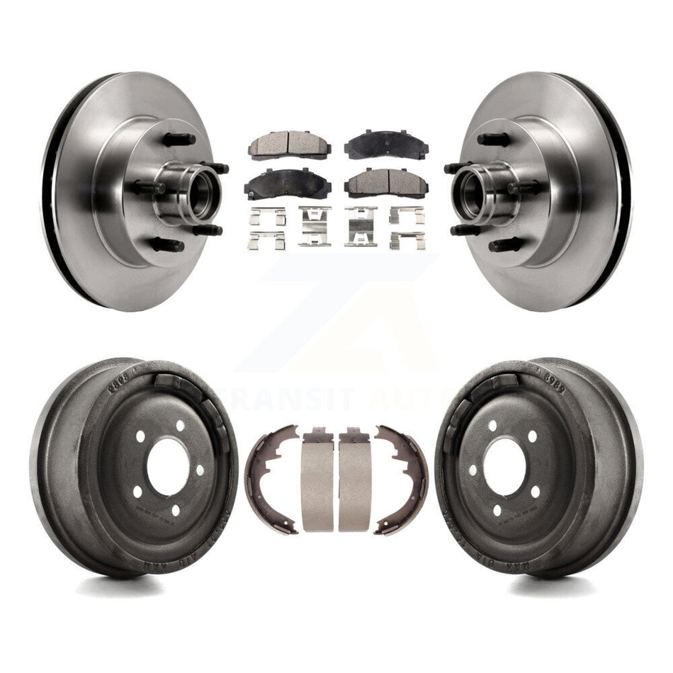 Front Rear Disc Brake Rotors Hub Assembly Semi-Metallic Pads And Drum Kit For Ford Ranger Mazda B2500 B3000 B4000 With 10" Diameter K8F-103392
