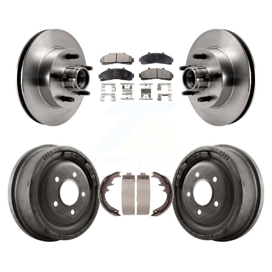 Front Rear Disc Brake Rotors Hub Assembly Semi-Metallic Pads And Drum Kit For Ford Ranger Mazda B2500 B3000 B4000 With 10" Diameter K8F-103392