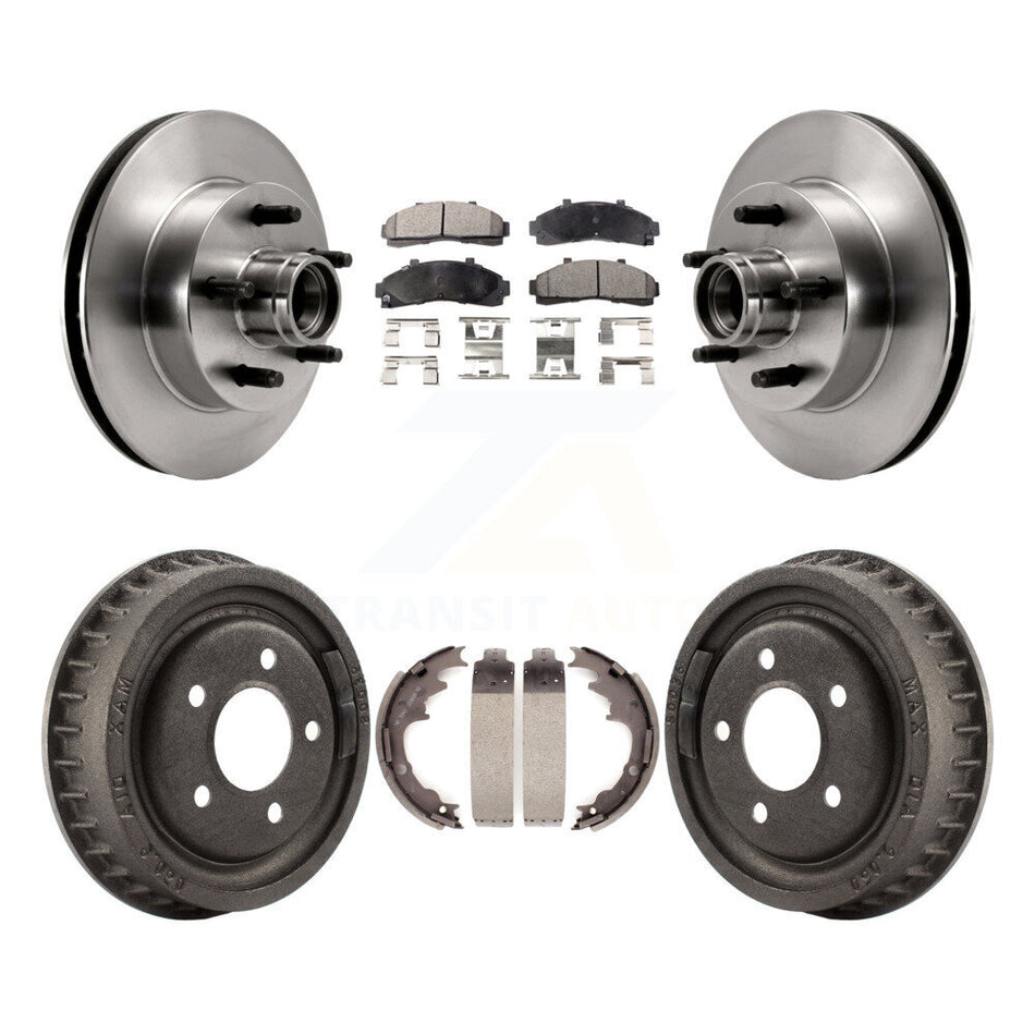Front Rear Disc Brake Rotors Hub Assembly Semi-Metallic Pads And Drum Kit For Ford Ranger Mazda B2500 B3000 B4000 With 9" Diameter K8F-103393