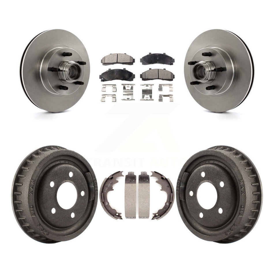 Front Rear Disc Brake Rotors Hub Assembly Semi-Metallic Pads And Drum Kit For Ford Ranger With 9" Diameter K8F-103395