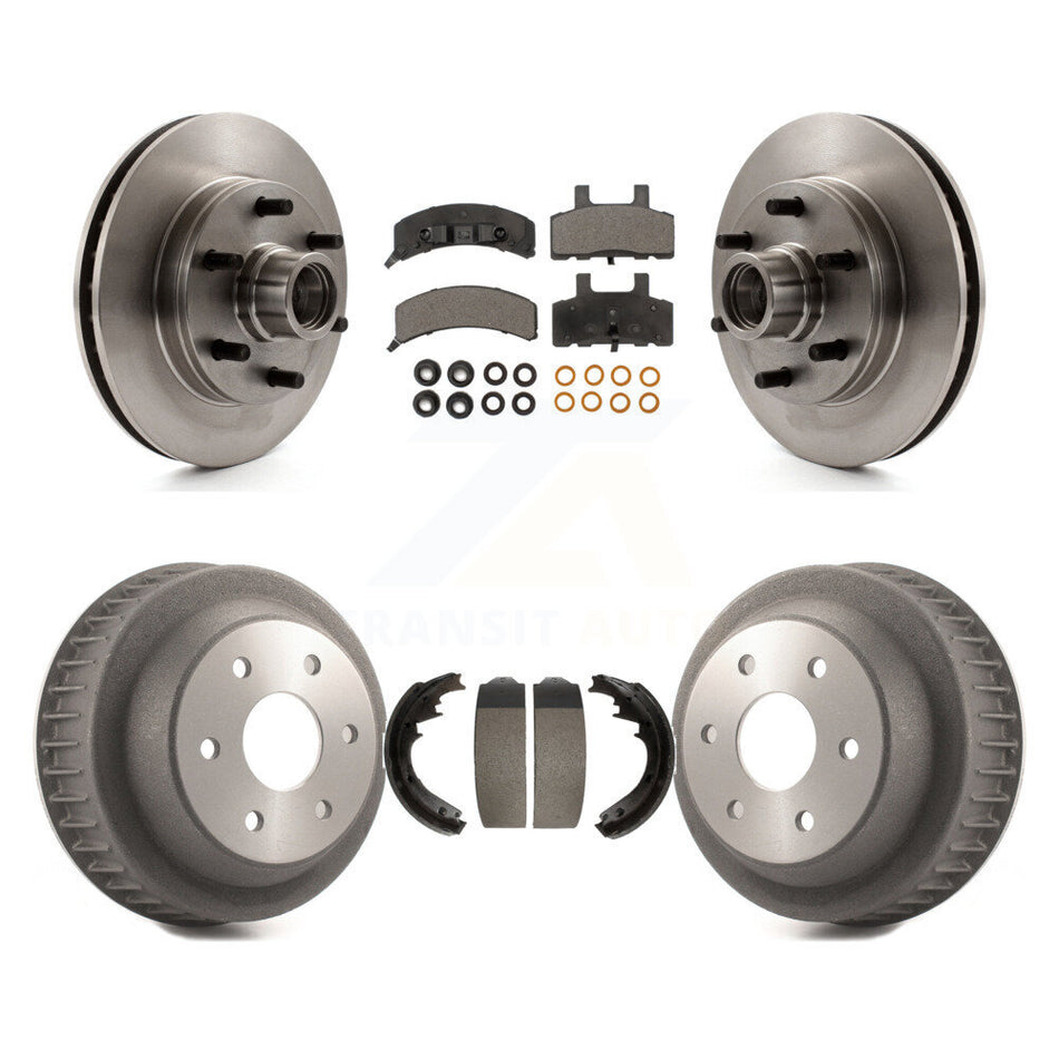 Front Rear Disc Brake Rotors Hub Assembly Semi-Metallic Pads And Drum Kit For C2500 Chevrolet GMC With 7200 Lb GVW 11-5/32" Diameter K8F-103400