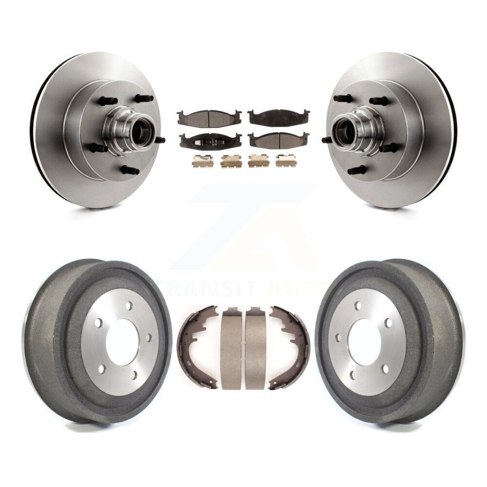 Front Rear Disc Brake Rotors Hub Assembly Semi-Metallic Pads And Drum Kit For Ford E-150 Econoline Club Wagon K8F-103408