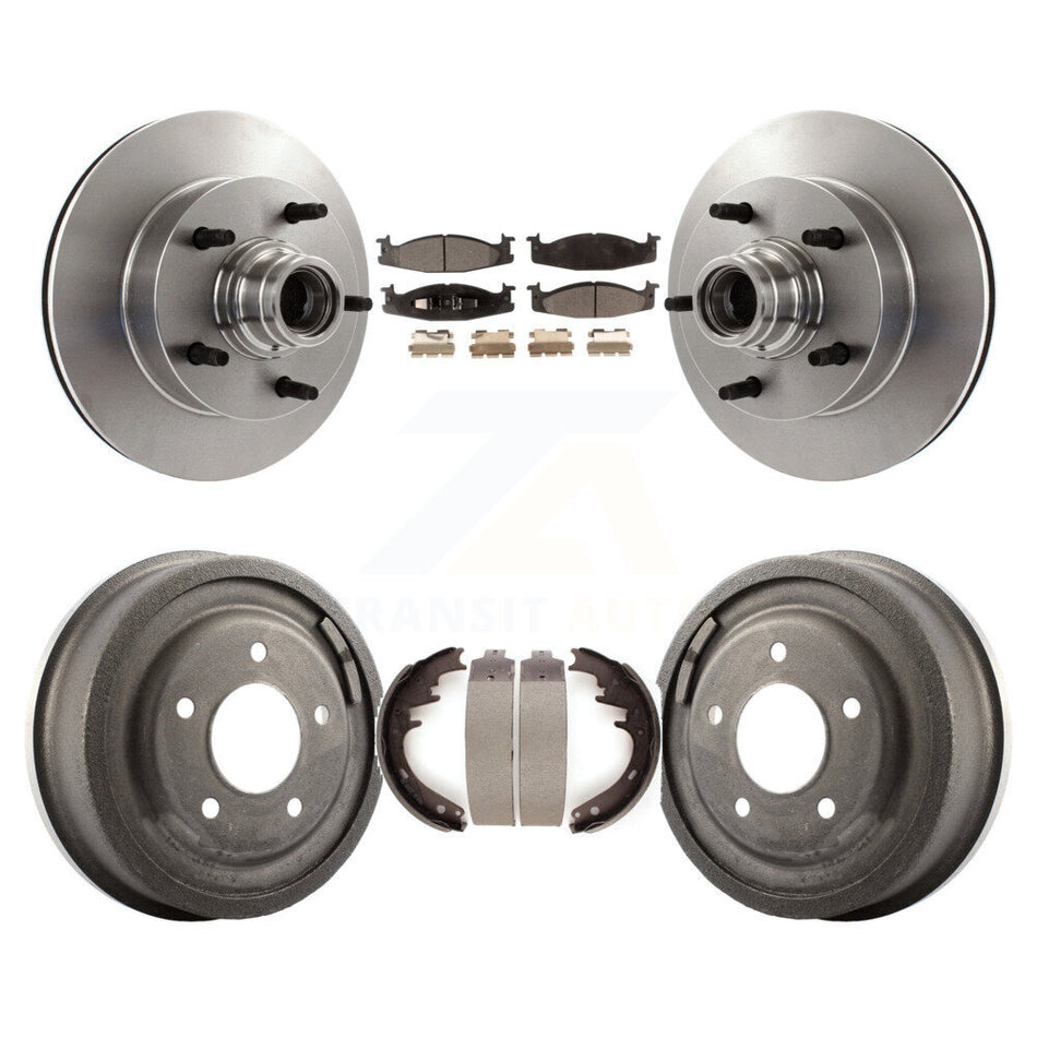 Front Rear Disc Brake Rotors Hub Assembly Semi-Metallic Pads And Drum Kit For Ford F-150 E-150 Econoline K8F-103410