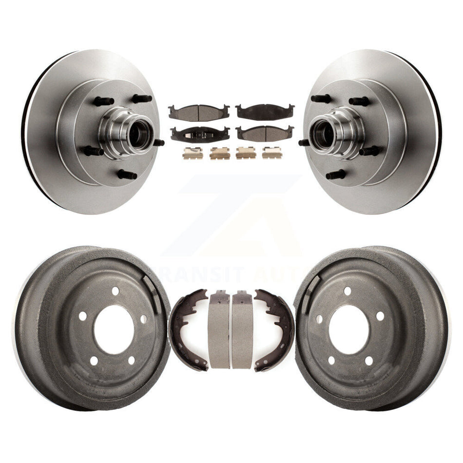 Front Rear Disc Brake Rotors Hub Assembly Semi-Metallic Pads And Drum Kit For Ford E-150 Econoline Club Wagon K8F-103411
