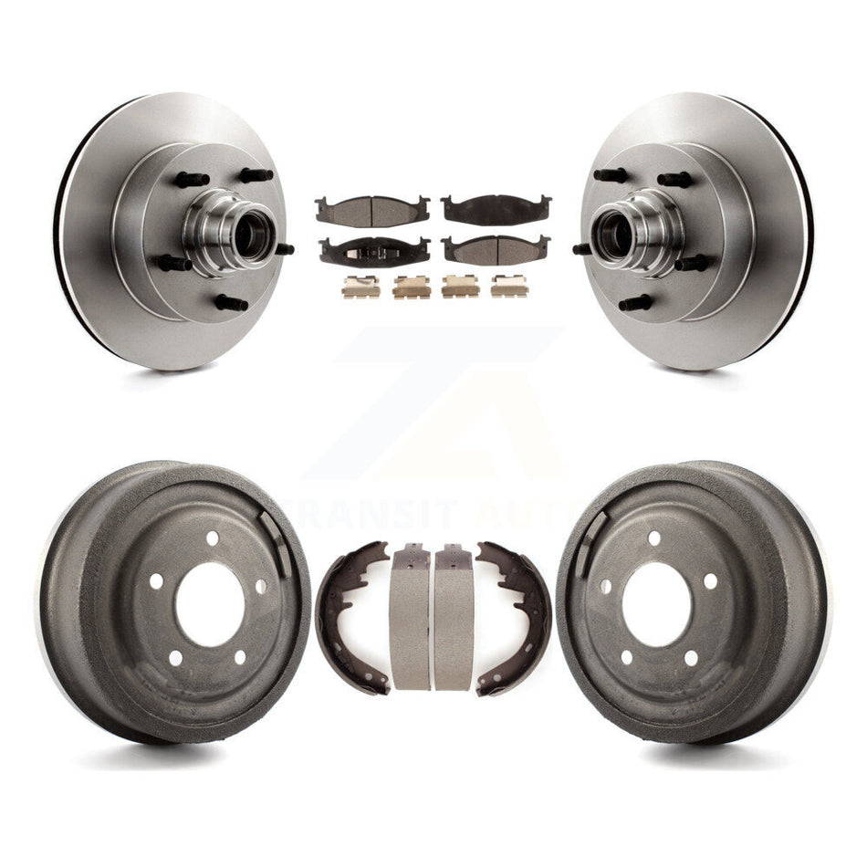 Front Rear Disc Brake Rotors Hub Assembly Semi-Metallic Pads And Drum Kit For Ford E-150 Econoline Club Wagon K8F-103411
