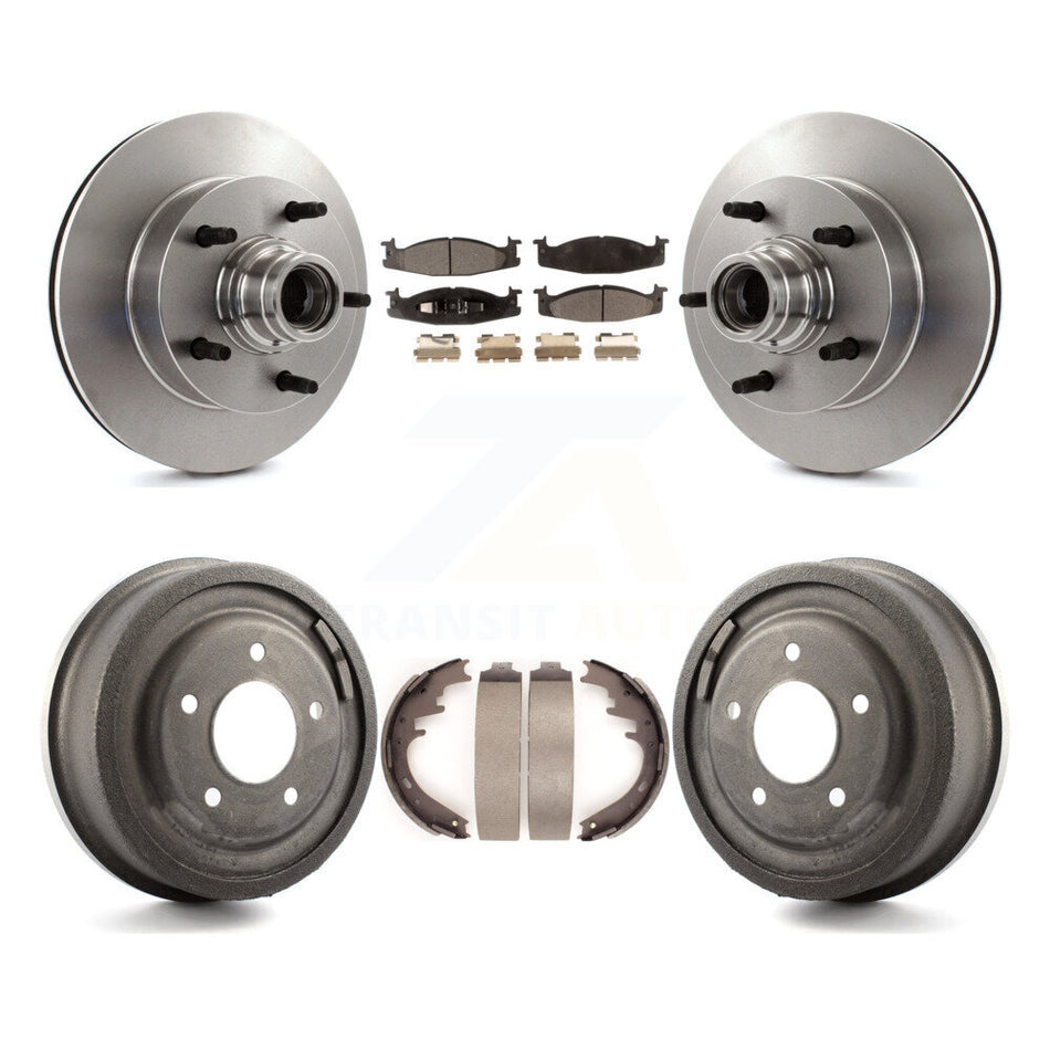 Front Rear Disc Brake Rotors Hub Assembly Semi-Metallic Pads And Drum Kit For 1997-1999 Ford E-150 Econoline 2-Wheel ABS K8F-103412