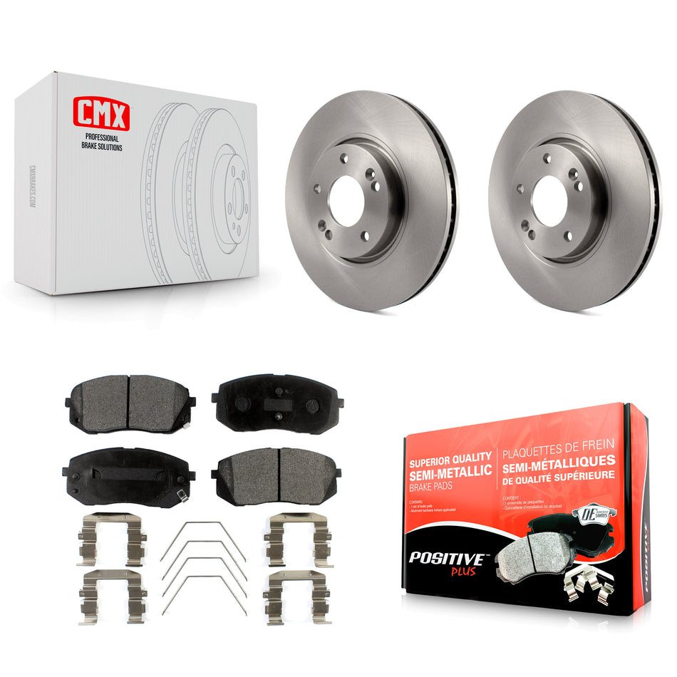 Front Disc Brake Rotors And Semi-Metallic Pads Kit For 2017-2019 Kia Soul EV K8F-103458