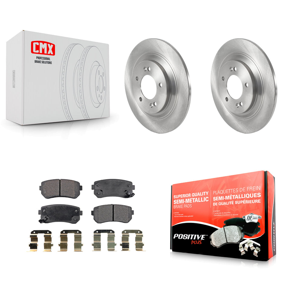 Rear Disc Brake Rotors And Semi-Metallic Pads Kit For 2017 Kia Cadenza Limited Technology With Manual Parking K8F-103531