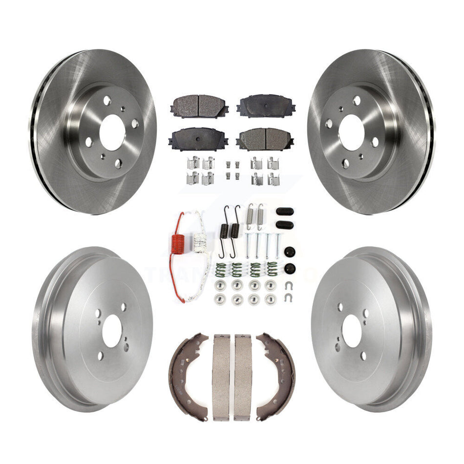 Front Rear Disc Brake Rotors Semi-Metallic Pads And Drum Kit (7Pc) For Toyota Prius C Scion iQ K8F-103545