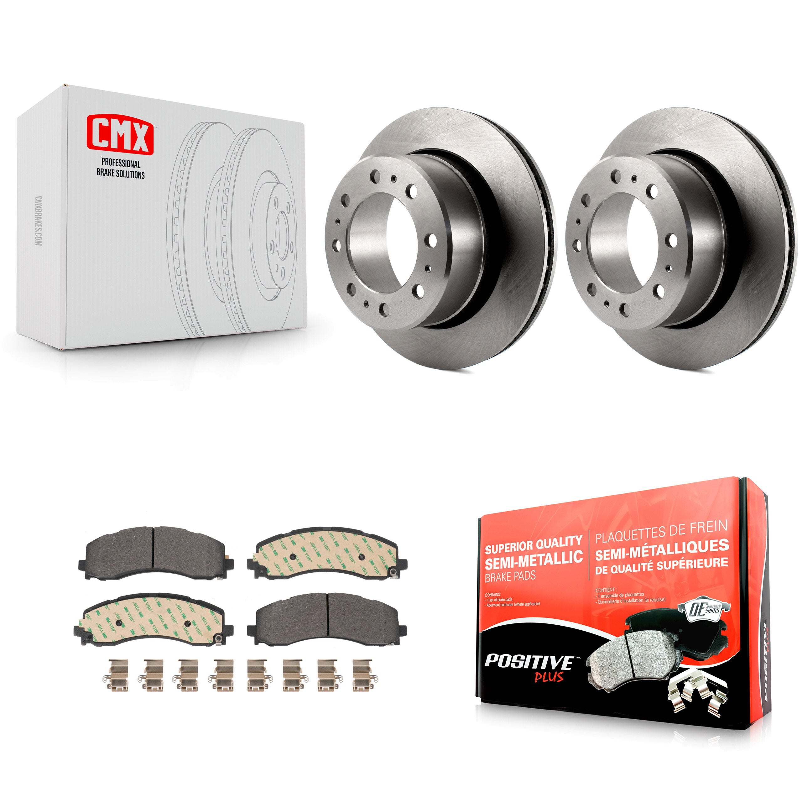 Rear Disc Brake Rotors And Semi-Metallic Pads Kit For Ram 2500 3500 K8F-103673