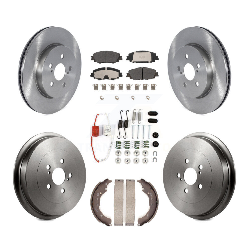 Front Rear Disc Brake Rotor Semi-Metallic Pad Drum Kit (7Pc) For 2019 Toyota Corolla 2.0L K8F-103725