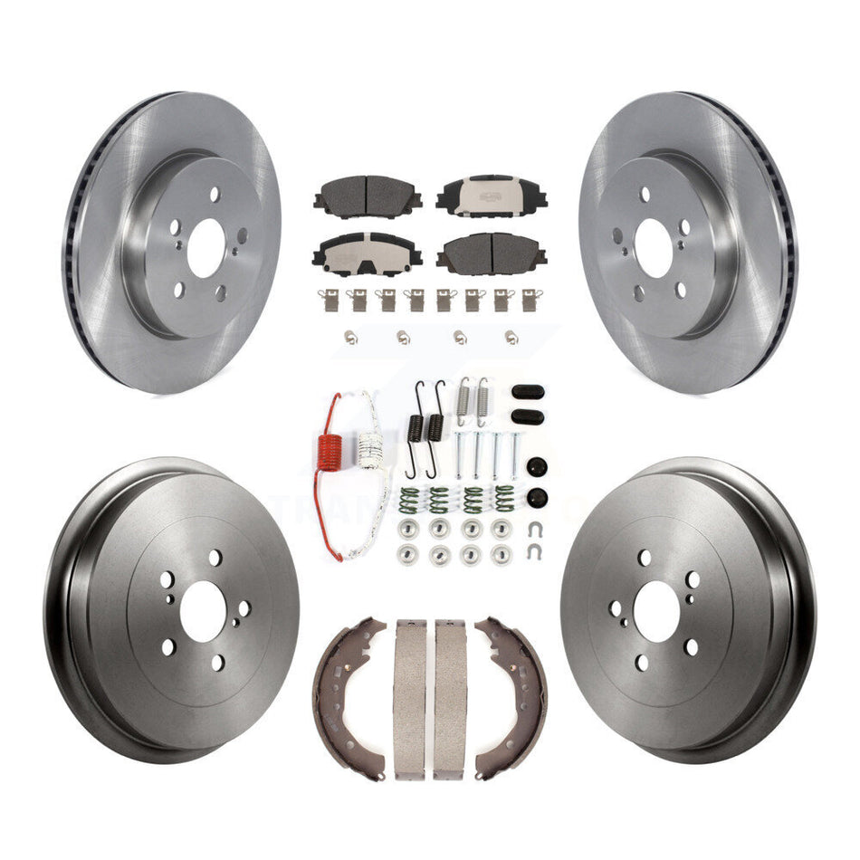 Front Rear Disc Brake Rotor Semi-Metallic Pad Drum Kit (7Pc) For 2019 Toyota Corolla 2.0L K8F-103725
