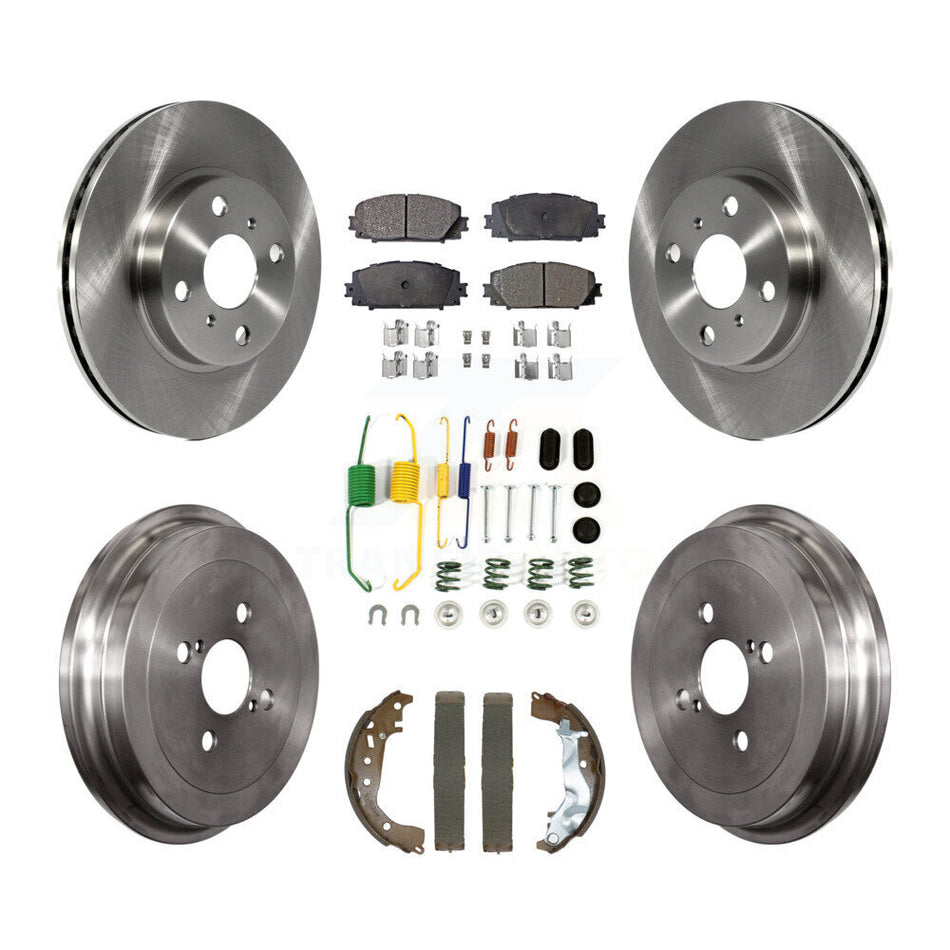 Front Rear Disc Brake Rotors Semi-Metallic Pads And Drum Kit (7Pc) For Toyota Yaris K8F-103992