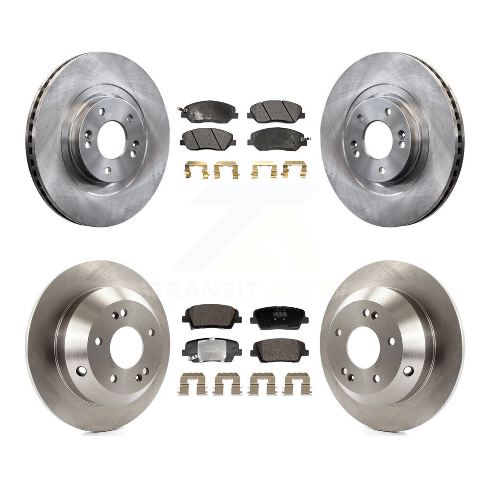 Front Rear Disc Brake Rotors Semi-Metallic Pad Kit For 2013-2016 Hyundai Santa Fe XL 3.3L K8F-104016