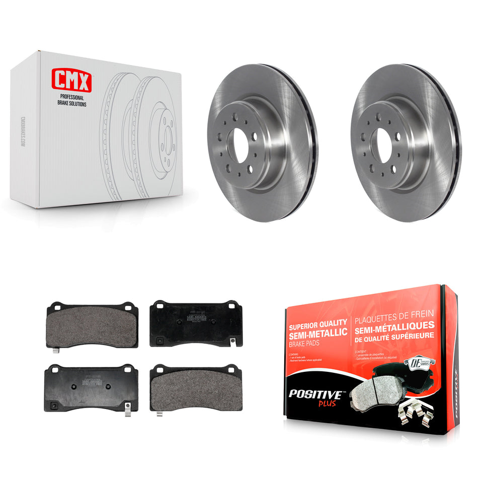 Front Brake Rotors Semi-Metallic Pad Kit For 2017-2022 Tesla 3 With Gray Painted Calipers K8F-104048