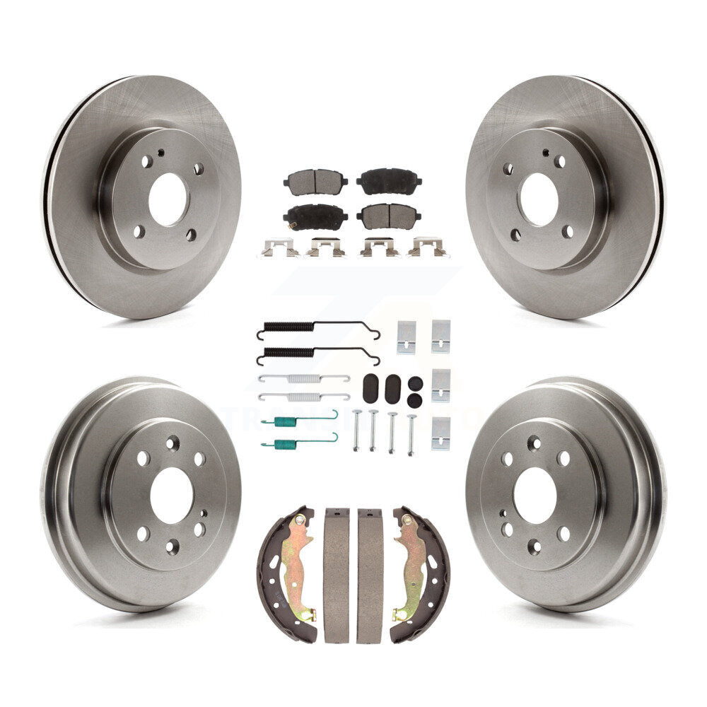 Front Rear Disc Brake Rotors Semi-Metallic Pads And Drum Kit (7Pc) For 2011-2014 Mazda 2 K8F-104094