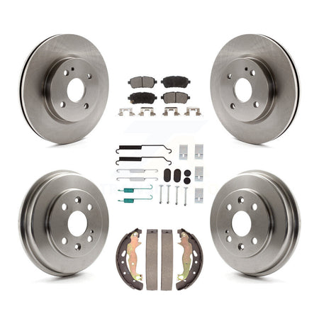 Front Rear Disc Brake Rotors Semi-Metallic Pads And Drum Kit (7Pc) For 2011-2014 Mazda 2 K8F-104094