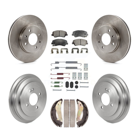 Front Rear Disc Brake Rotor Semi-Metallic Pad Drum Kit (7Pc) For 2012-2017 Hyundai Accent K8F-104097