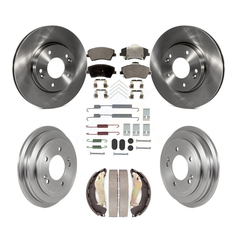 Front Rear Disc Brake Rotors Semi-Metallic Pads And Drum Kit (7Pc) For Hyundai Elantra K8F-104099